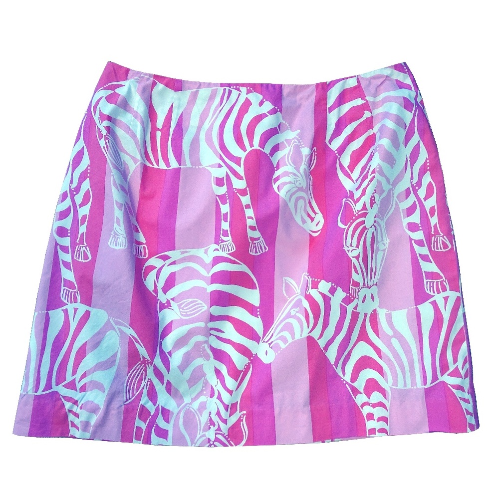 Lilly Puitzer Summer Pink Zebra Skirt Size 14